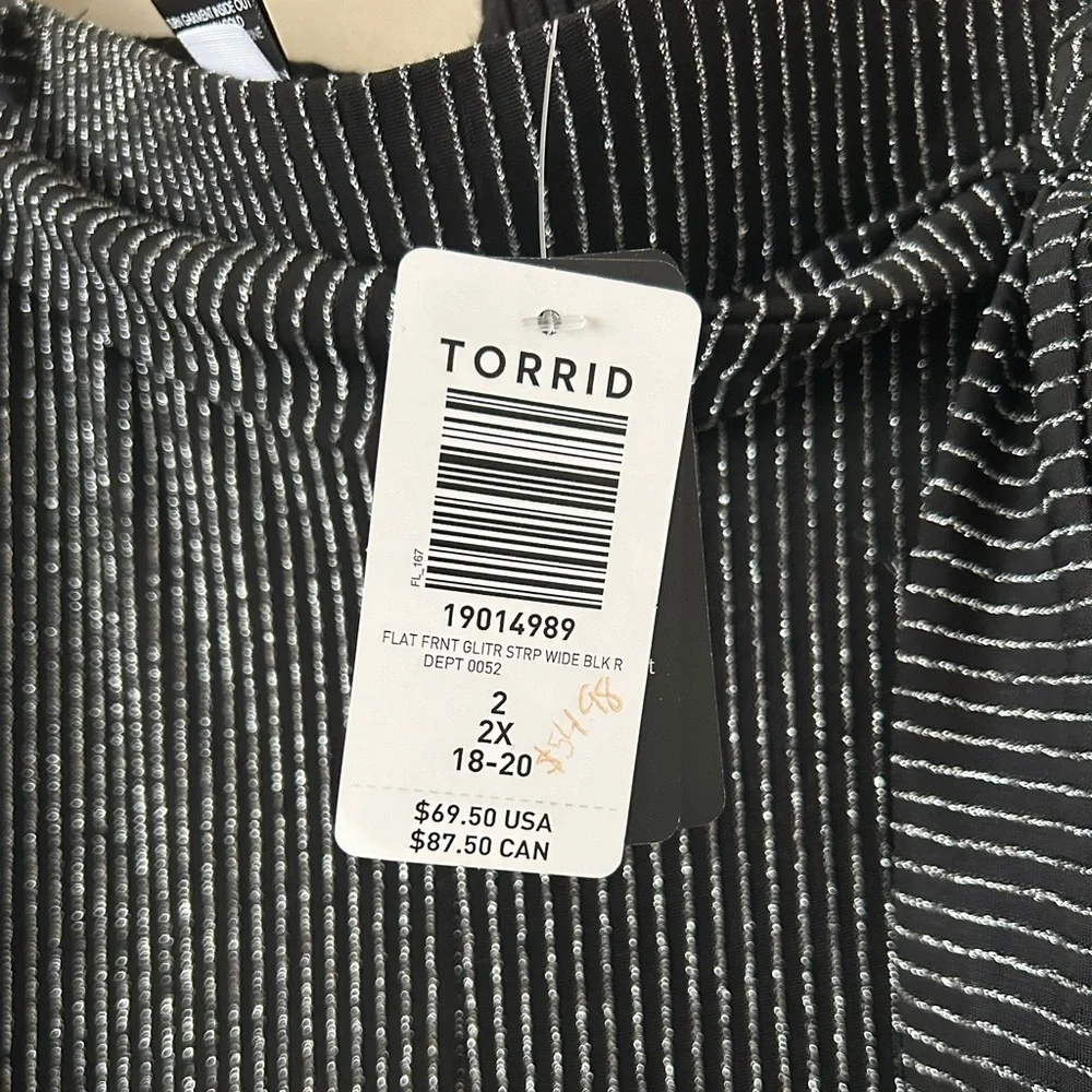 NWT Torrid Wide Leg Black and Silver Glitter Pants Womens 2X - Picture 8 of 15
